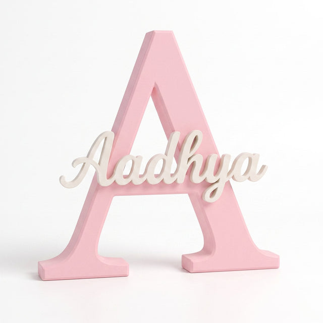 Personalised initial letter with a name in soft script